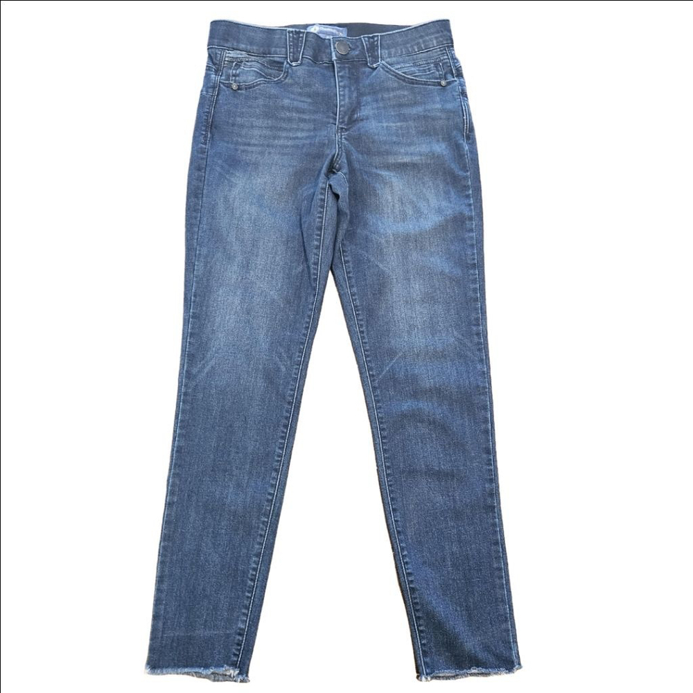 Women's Democracy 'Ab' Solution Mid-Rise Raw Hem Skinny Jeans, Size 8, Blue